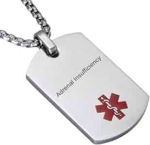Adrenal Insufficiency Medical Necklace for Men Women - Stainelss